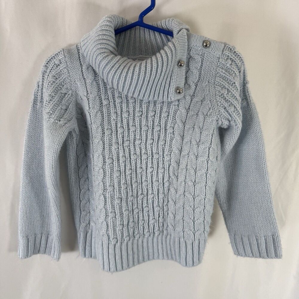 Janie and Jack Sweater Toddler Girl's 2T Blue Cable Knit Turtleneck Pullover